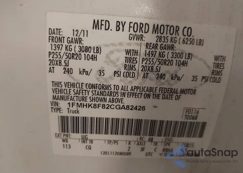 2012 Ford Explorer Limited from USA, damaged, VIN 1FMHK8F82CGA82426
